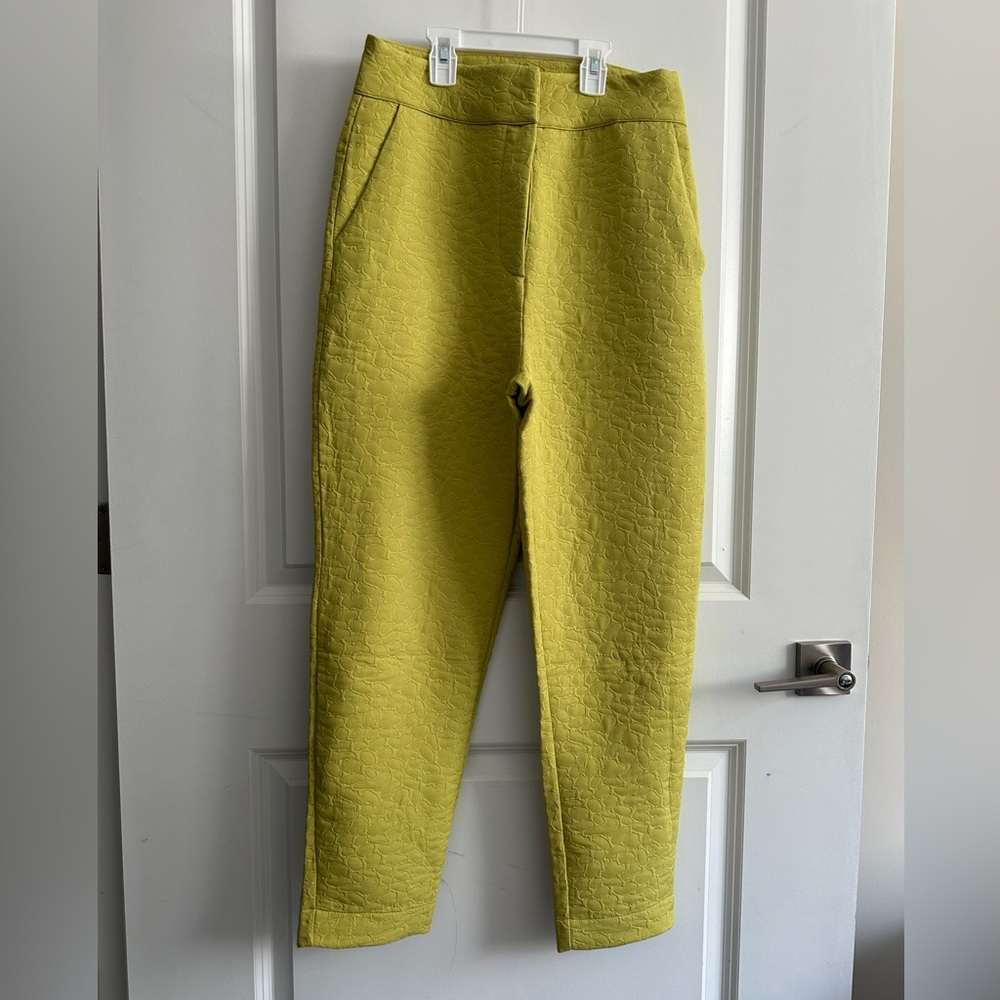 Textured Straight-Leg Pants in Chartreuse
